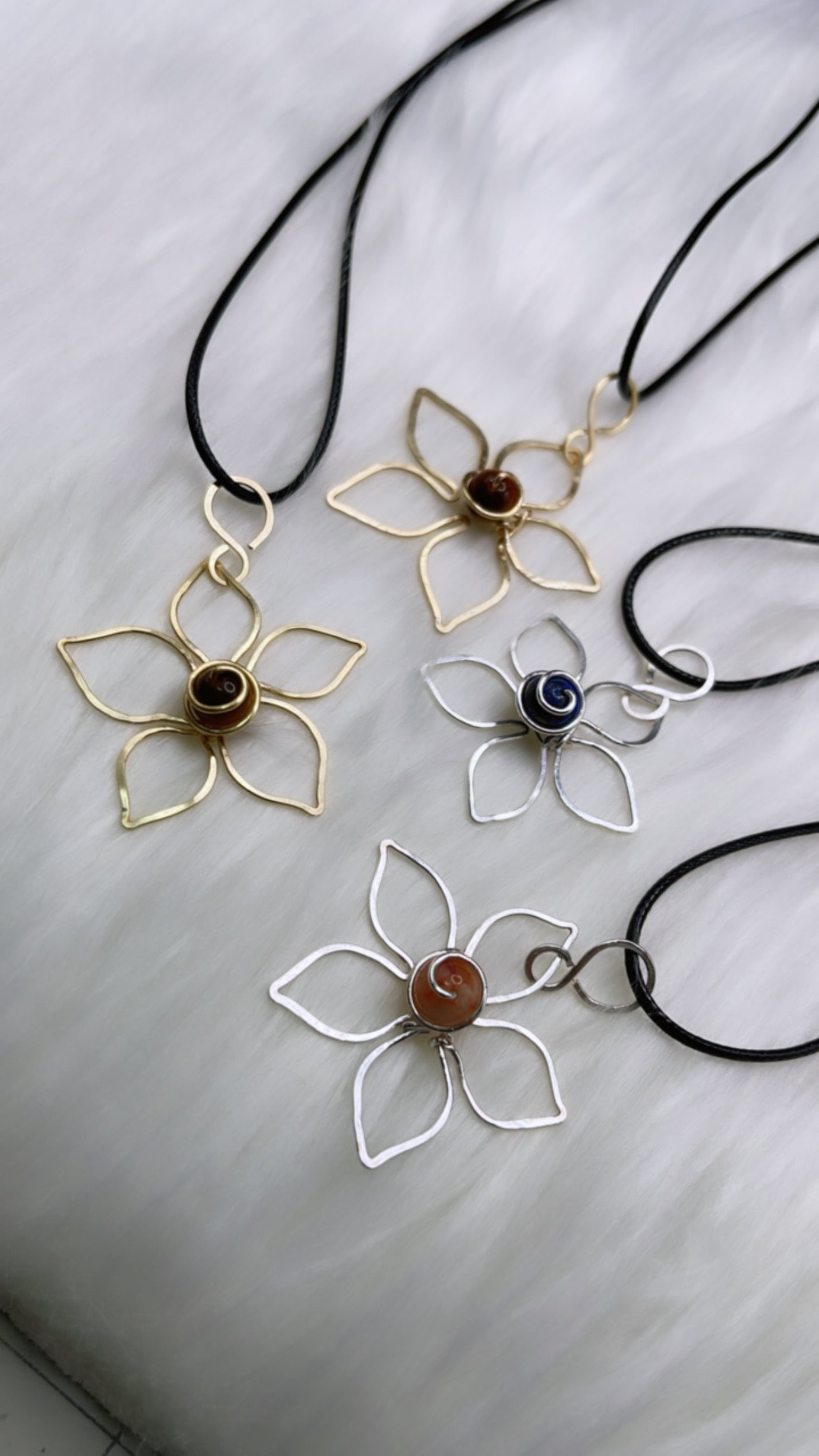 Eternal Bloom: Copper Wrapped Crystal Blossom 5 Petal Necklace