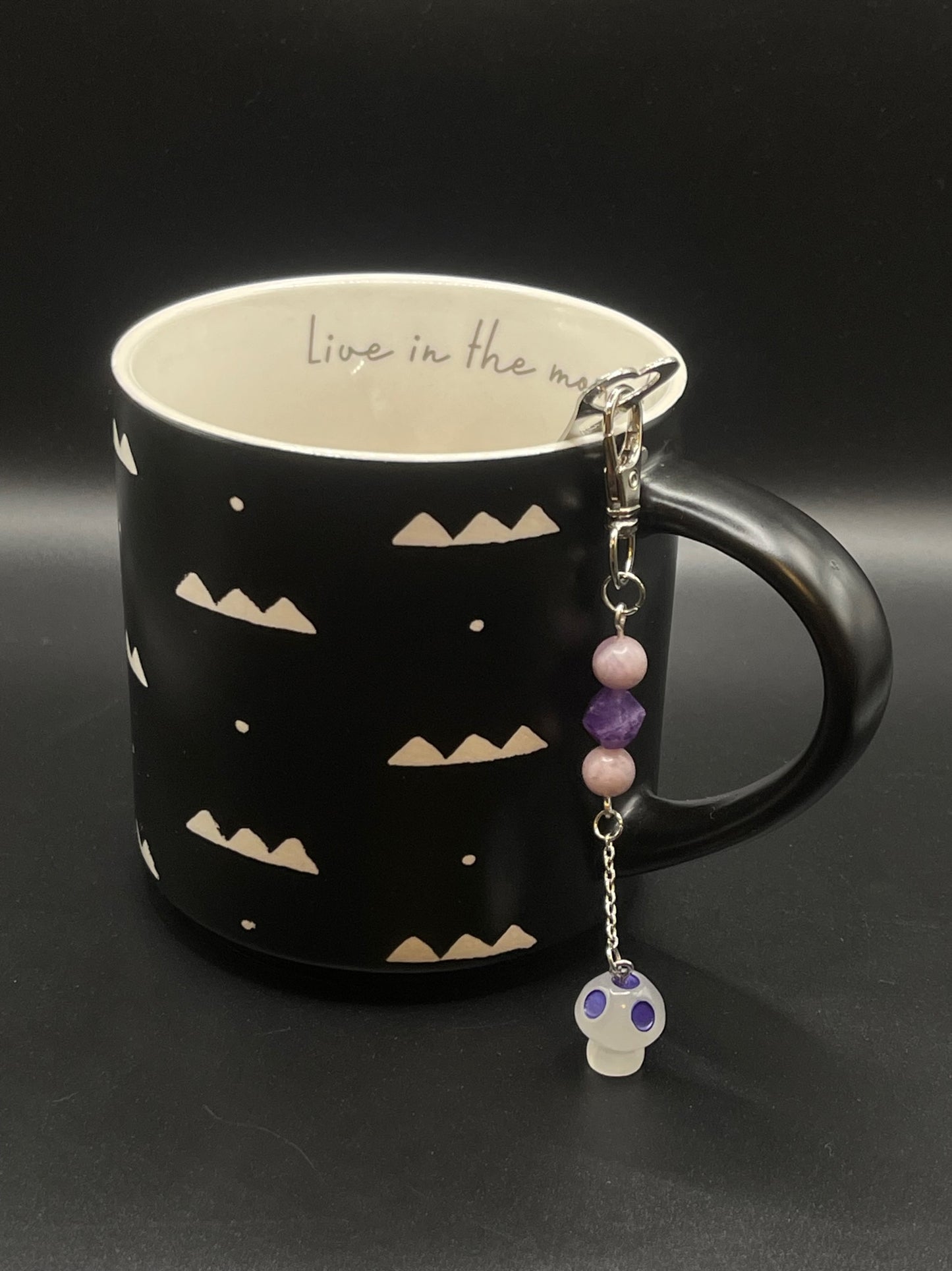 ✨ Radiant Sip: Stainless Steel Heart Teaspoon with Crystal Charm - Amethyst and Lepidolite✨