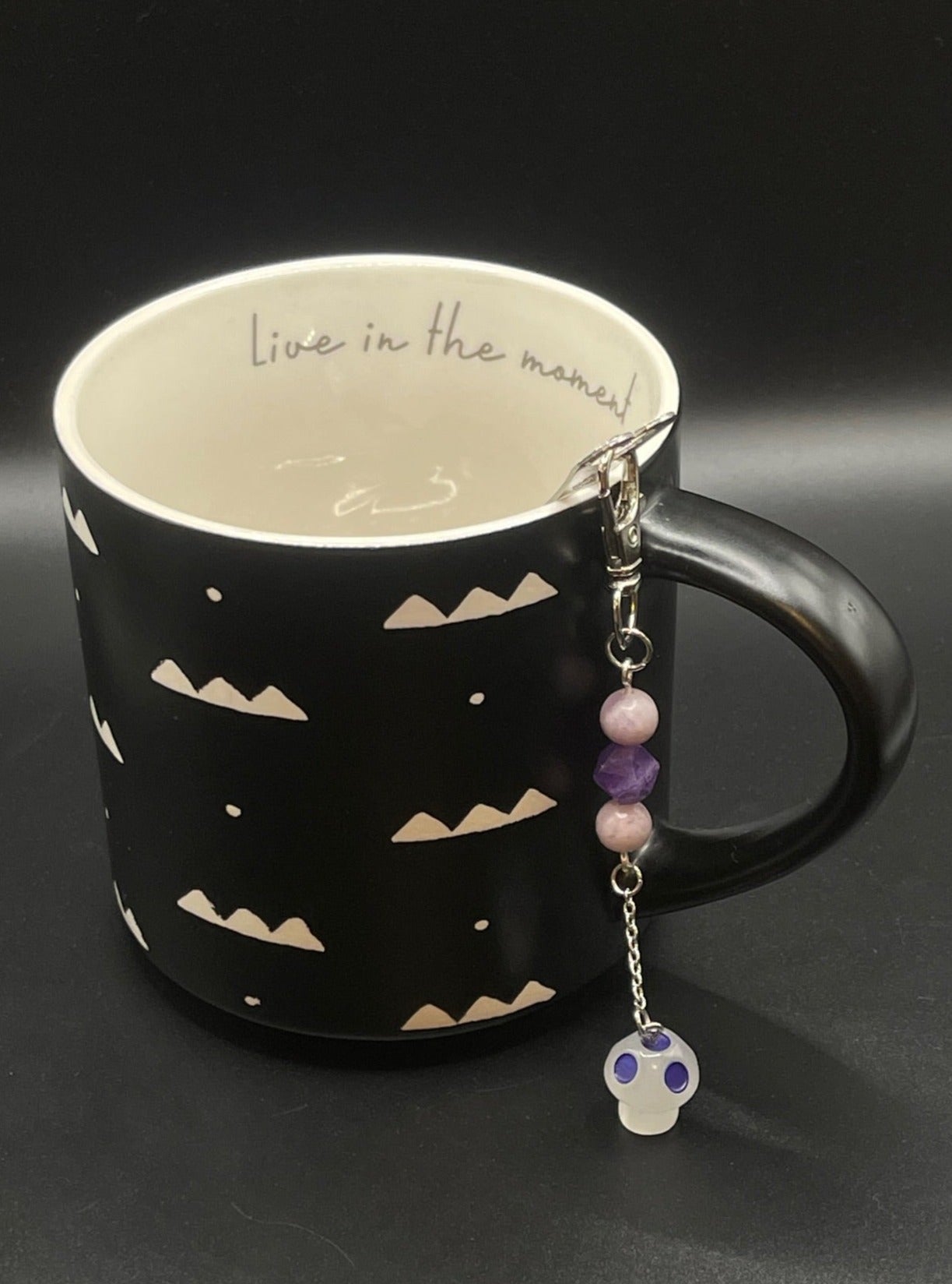 ✨ Radiant Sip: Stainless Steel Heart Teaspoon with Crystal Charm - Amethyst and Lepidolite✨