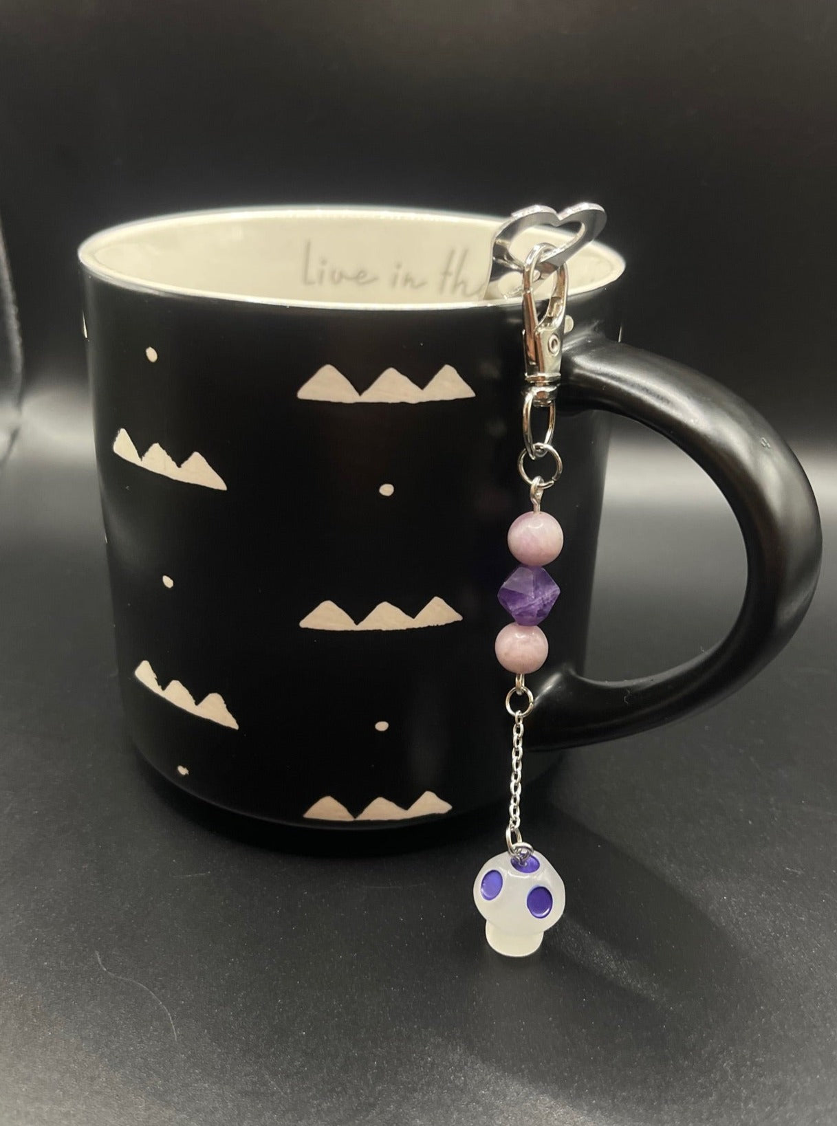 ✨ Radiant Sip: Stainless Steel Heart Teaspoon with Crystal Charm - Amethyst and Lepidolite✨