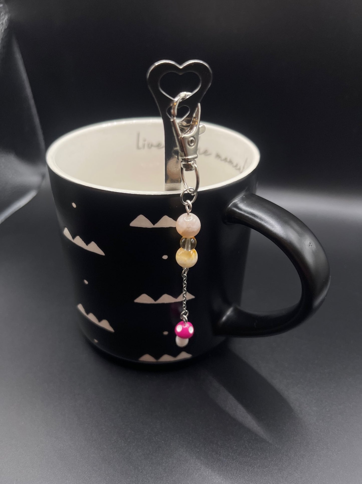 ✨ Radiant Sip: Stainless Steel Heart Teaspoon with Crystal Charm - Flower Agate and Citrine✨