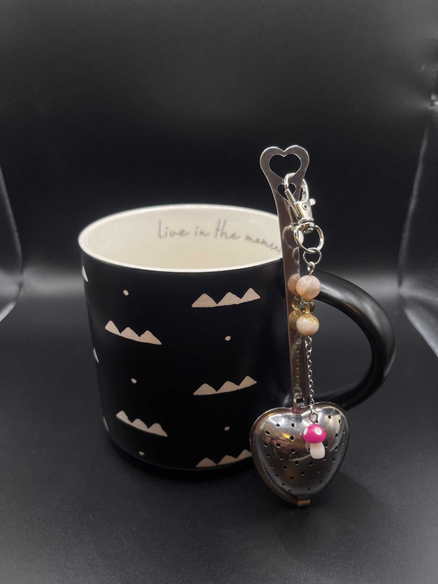 ✨ Radiant Sip: Stainless Steel Heart Teaspoon with Crystal Charm - Flower Agate and Citrine✨