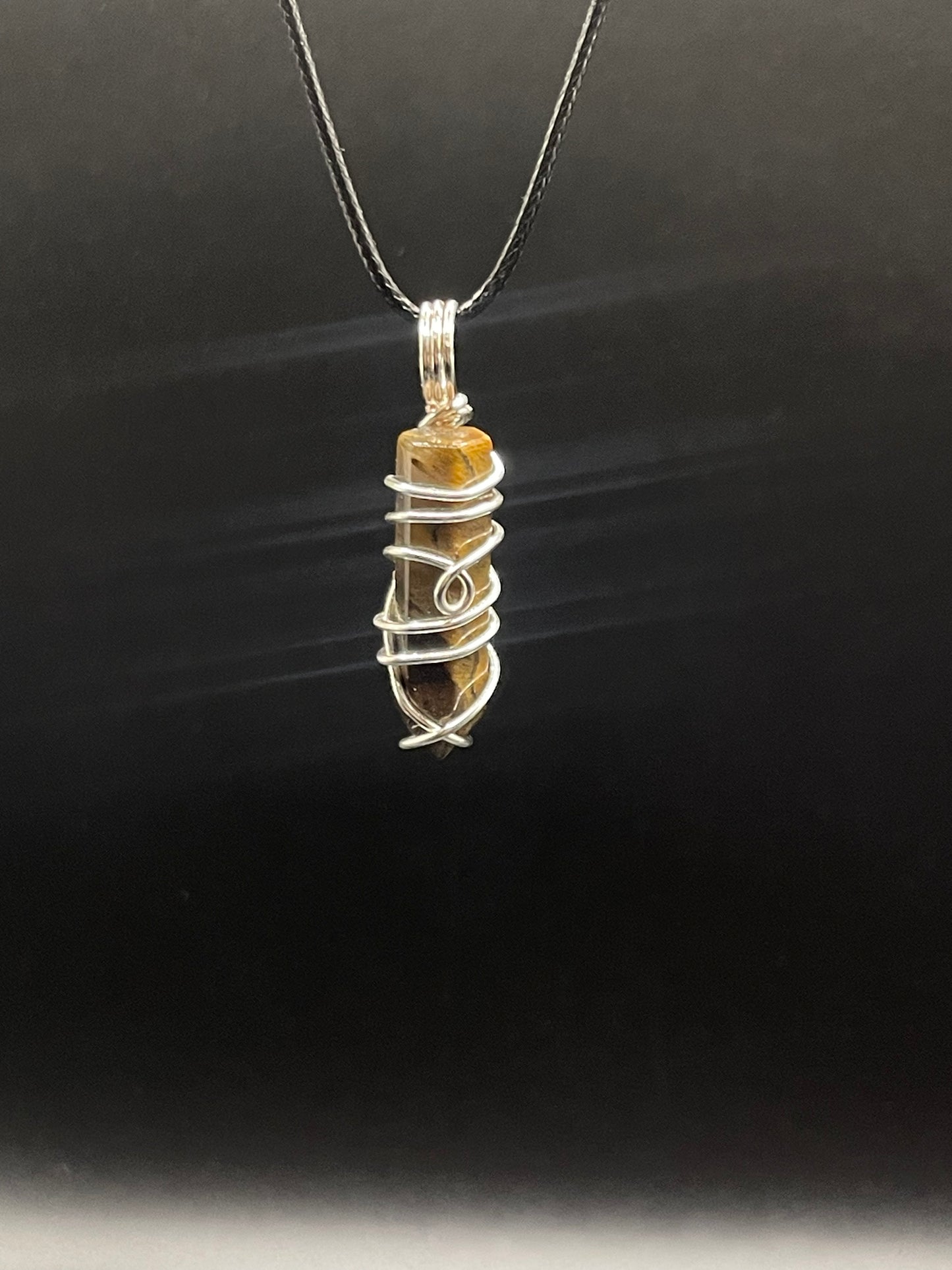 Elevate your Aura with a One of a Kind Mini Tower Tigers Eye Wire Wrapped Crystal Necklace