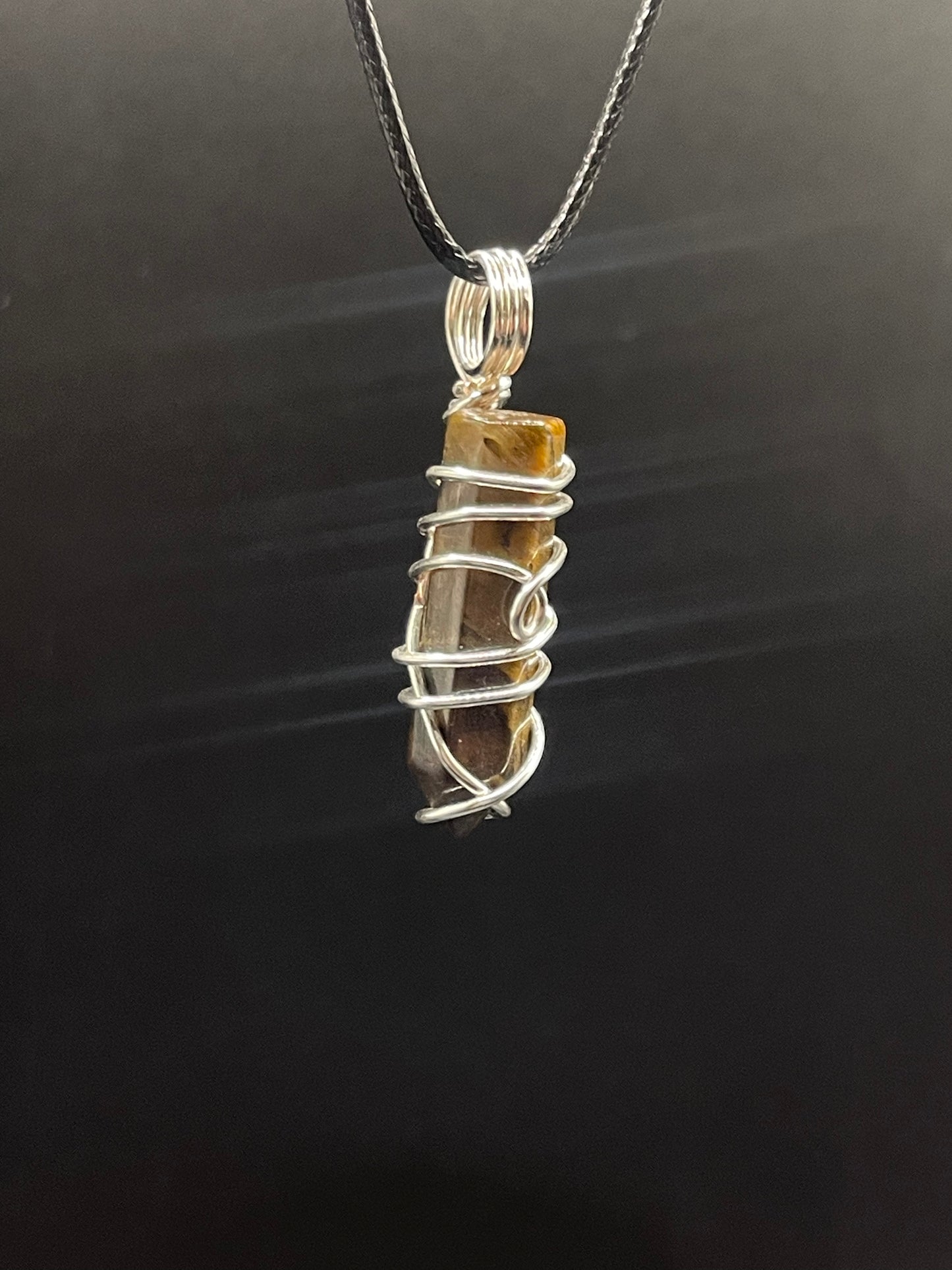 Elevate your Aura with a One of a Kind Mini Tower Tigers Eye Wire Wrapped Crystal Necklace