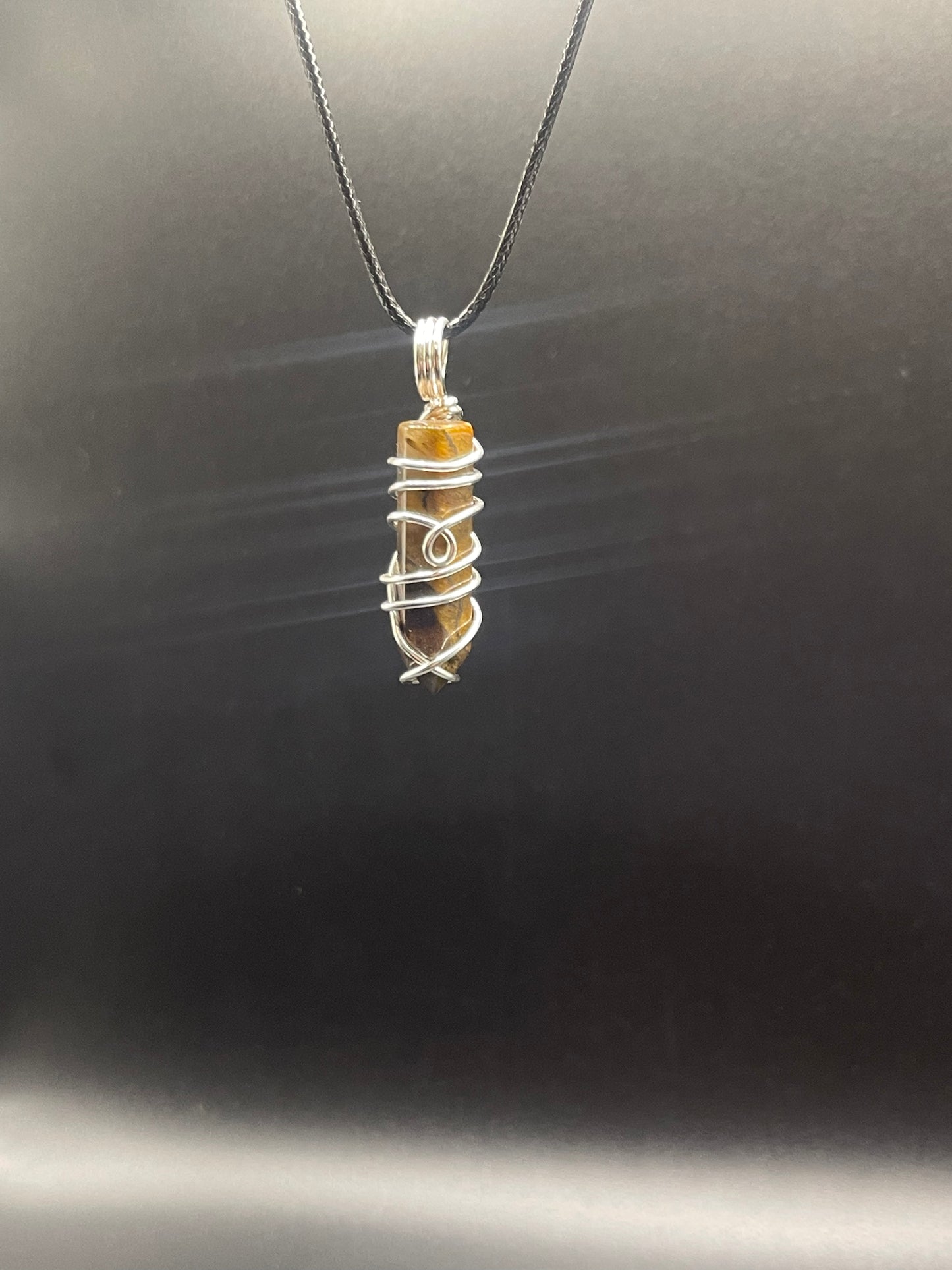 Elevate your Aura with a One of a Kind Mini Tower Tigers Eye Wire Wrapped Crystal Necklace