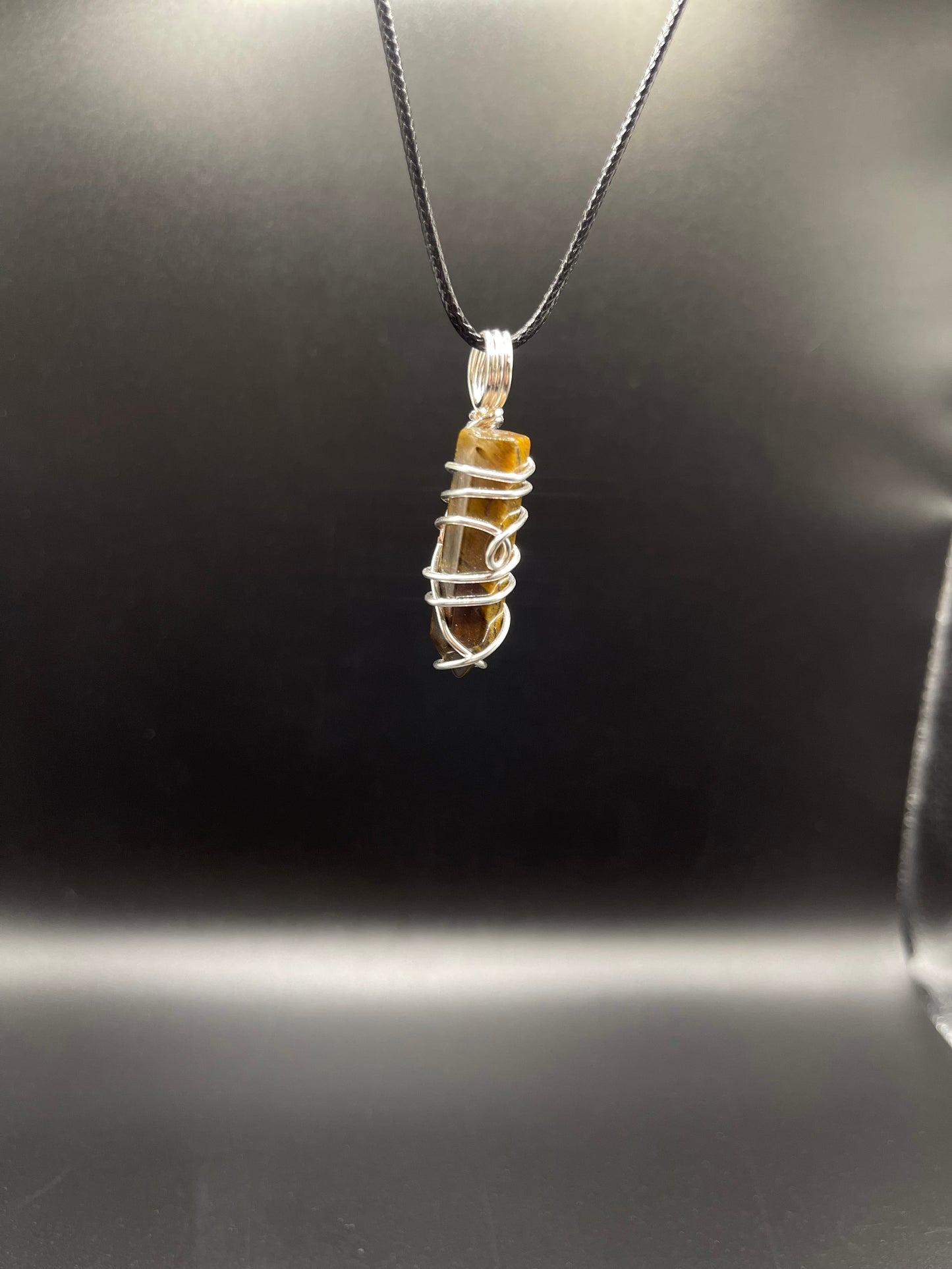 Elevate your Aura with a One of a Kind Mini Tower Tigers Eye Wire Wrapped Crystal Necklace