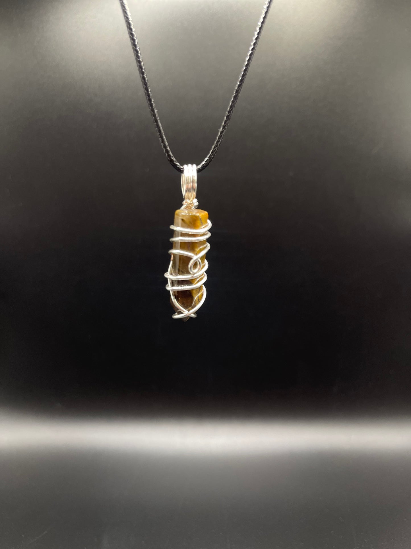 Elevate your Aura with a One of a Kind Mini Tower Tigers Eye Wire Wrapped Crystal Necklace