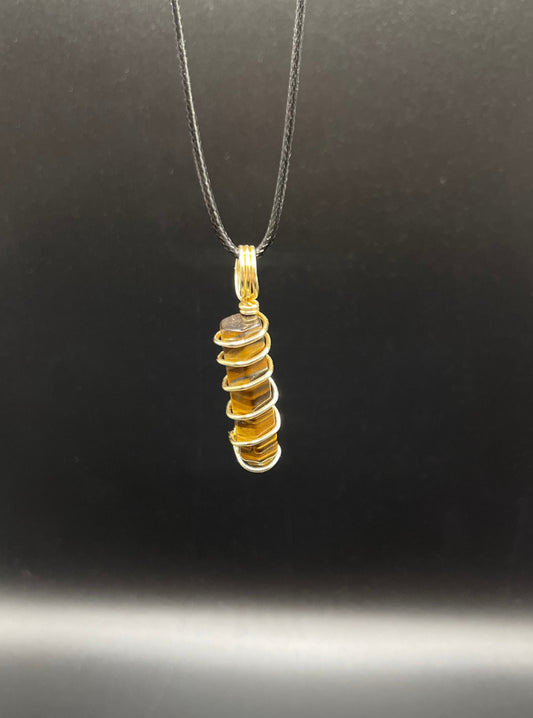 Elevate your Aura with a One of a Kind Mini Tower Tigers Eye Wire Wrapped Crystal Necklace