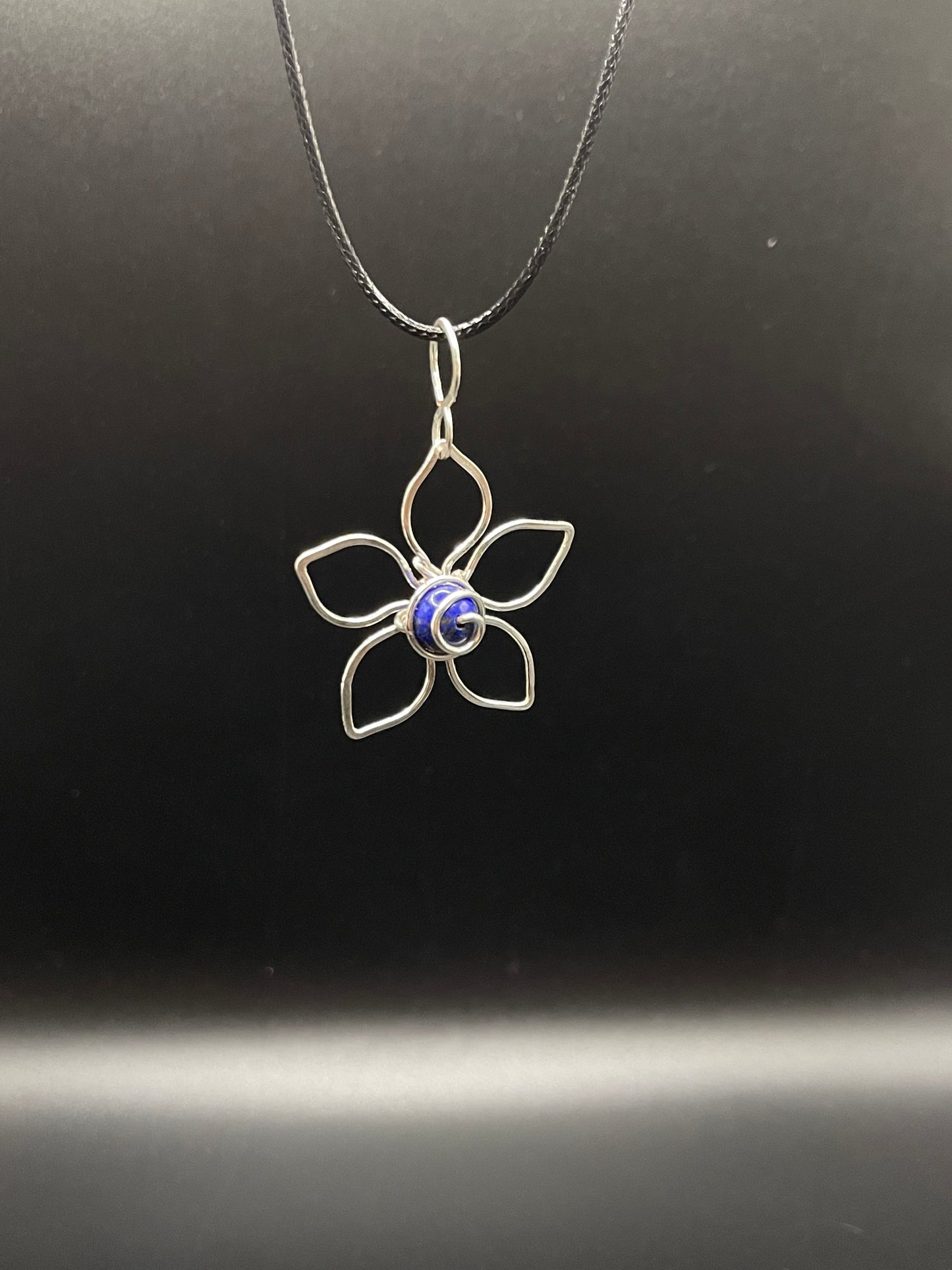 Eternal Bloom: Copper Wrapped Lapis Lazuli Flower Necklace