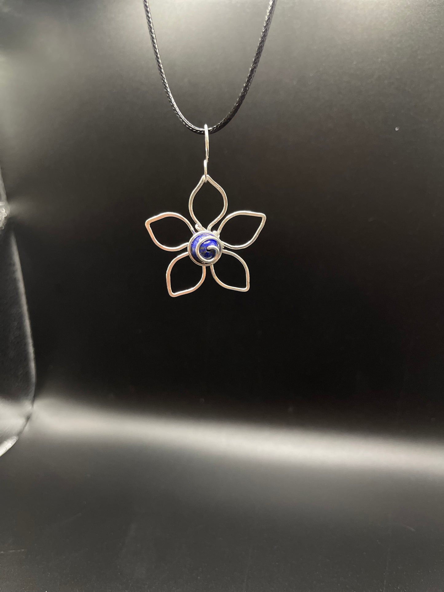 Eternal Bloom: Copper Wrapped Lapis Lazuli Flower Necklace