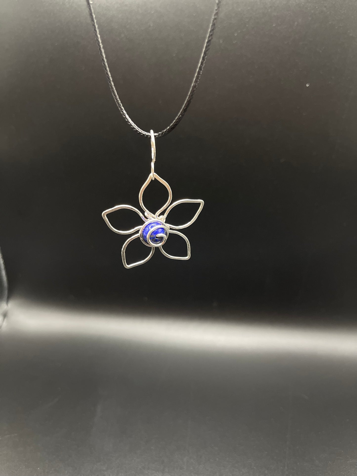 Eternal Bloom: Copper Wrapped Lapis Lazuli Flower Necklace