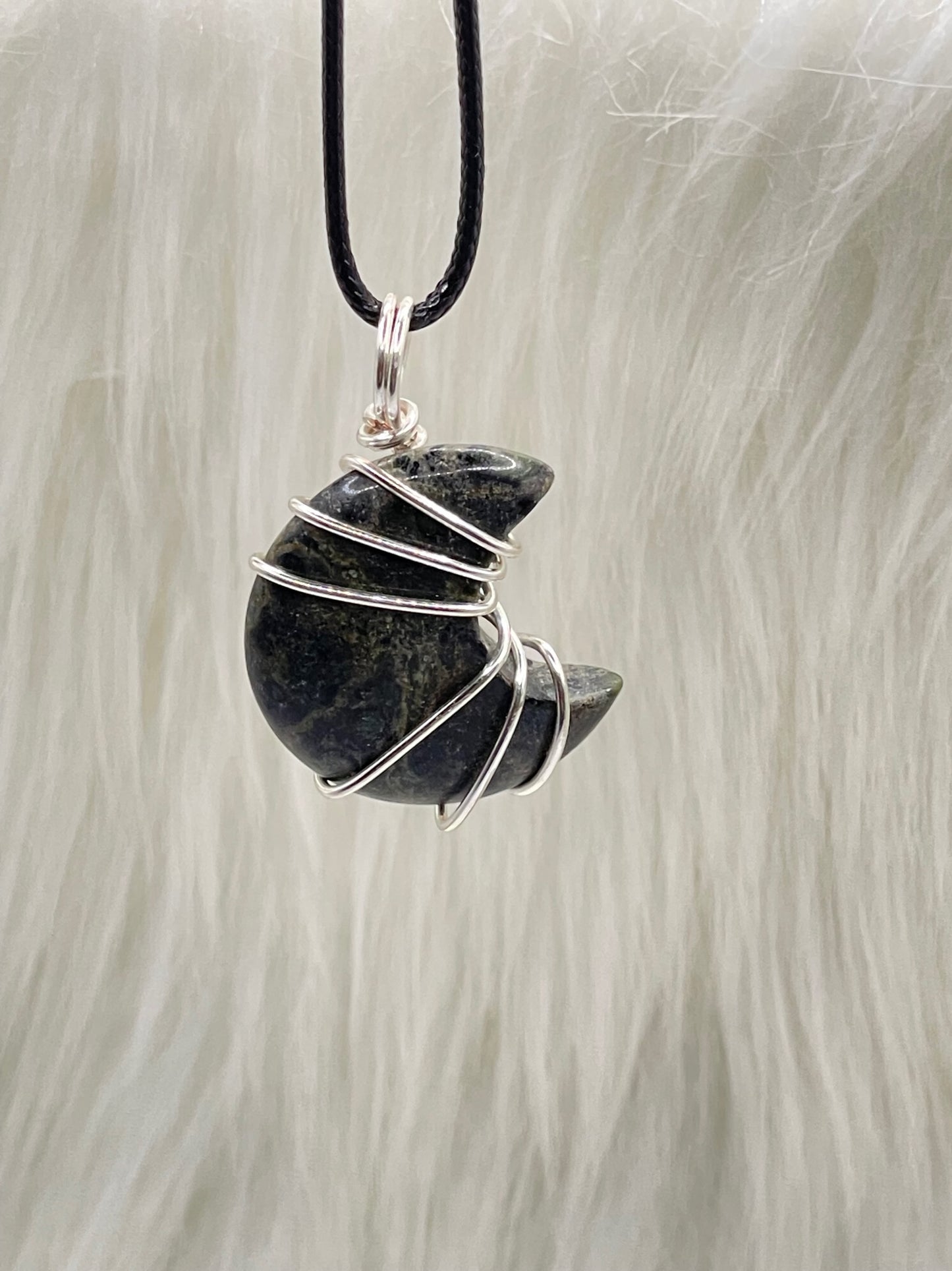 ✨ Celestial Elegance: Kambaba Jasper Moon Necklace ✨