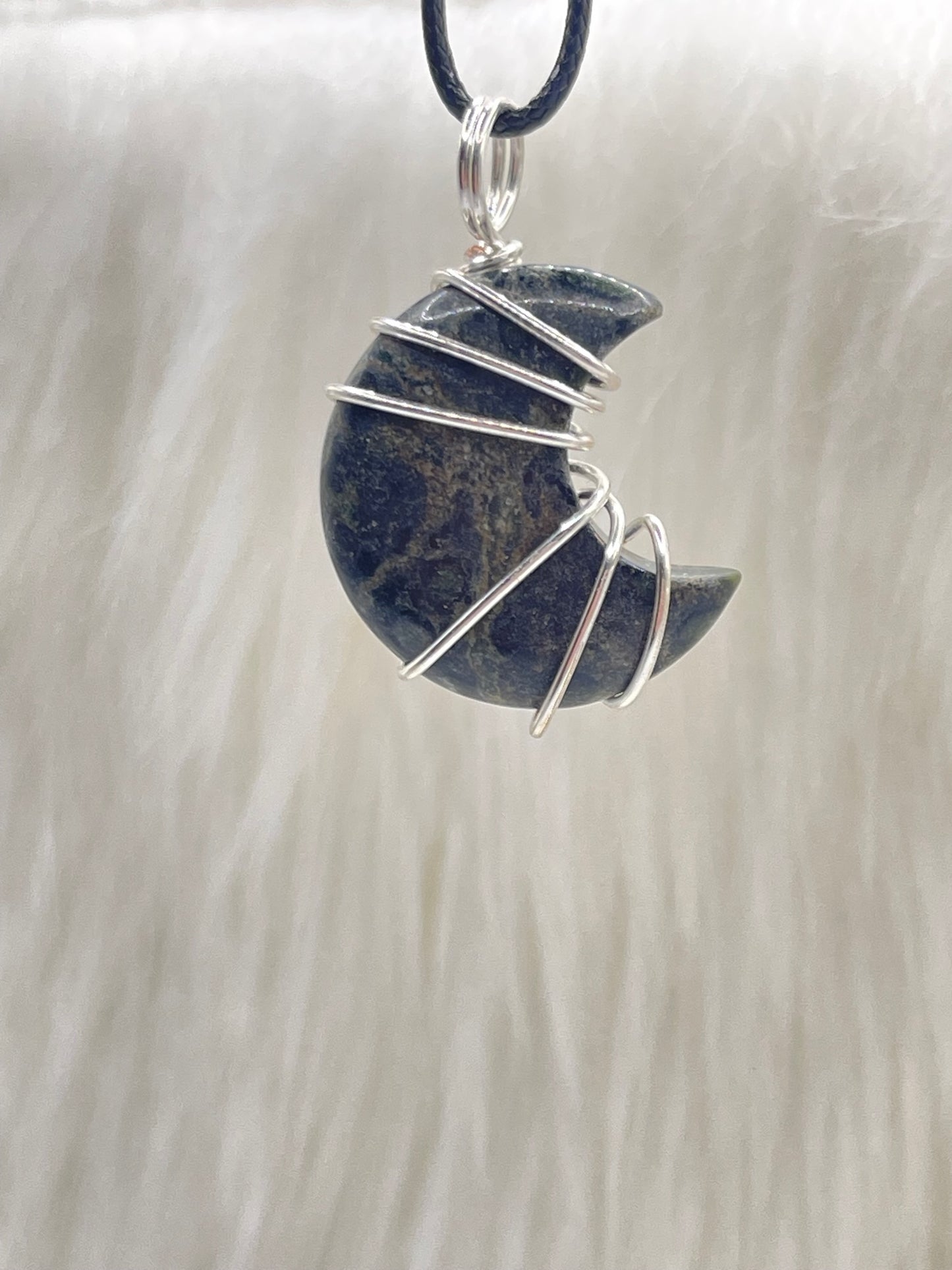 ✨ Celestial Elegance: Kambaba Jasper Moon Necklace ✨