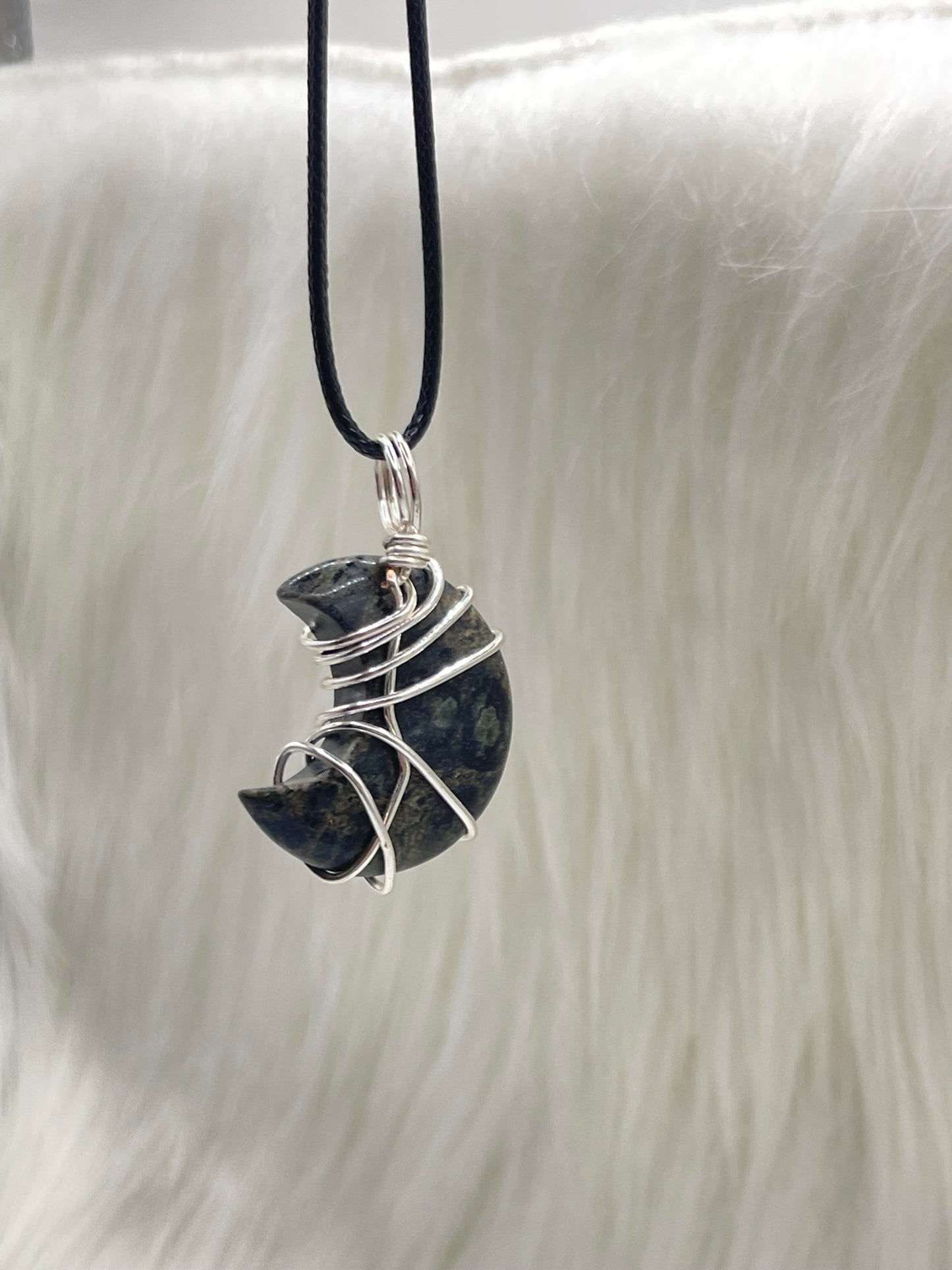 ✨ Celestial Elegance: Kambaba Jasper Moon Necklace ✨